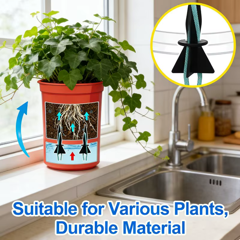 5/50 pièces – Kits d'arrosage automatique pour plantes d'intérieur avec pics absorbants et cordes en coton – Système
