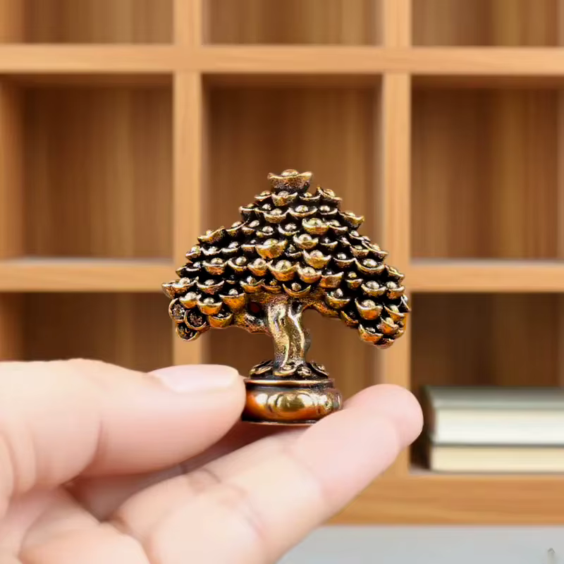 Figurines Feng Shui d'arbre de richesse chinoise en laiton