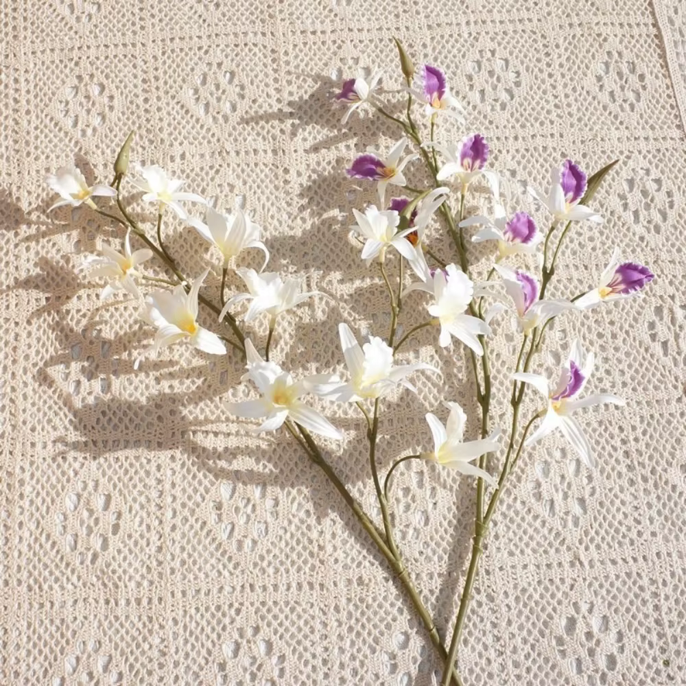 2 Branches d'Orchidées Artificielles Dendrobium à Toucher Réel