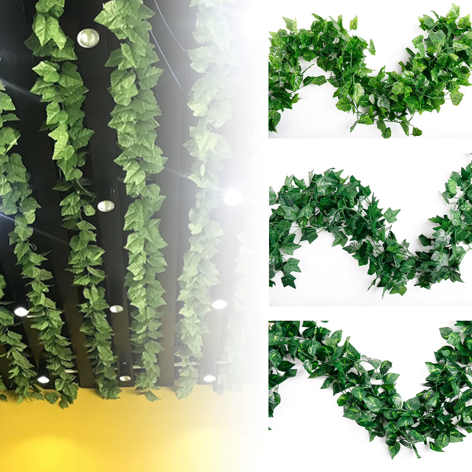 Guirxiété de Feuilles de Lierre Artificielles en Rotin