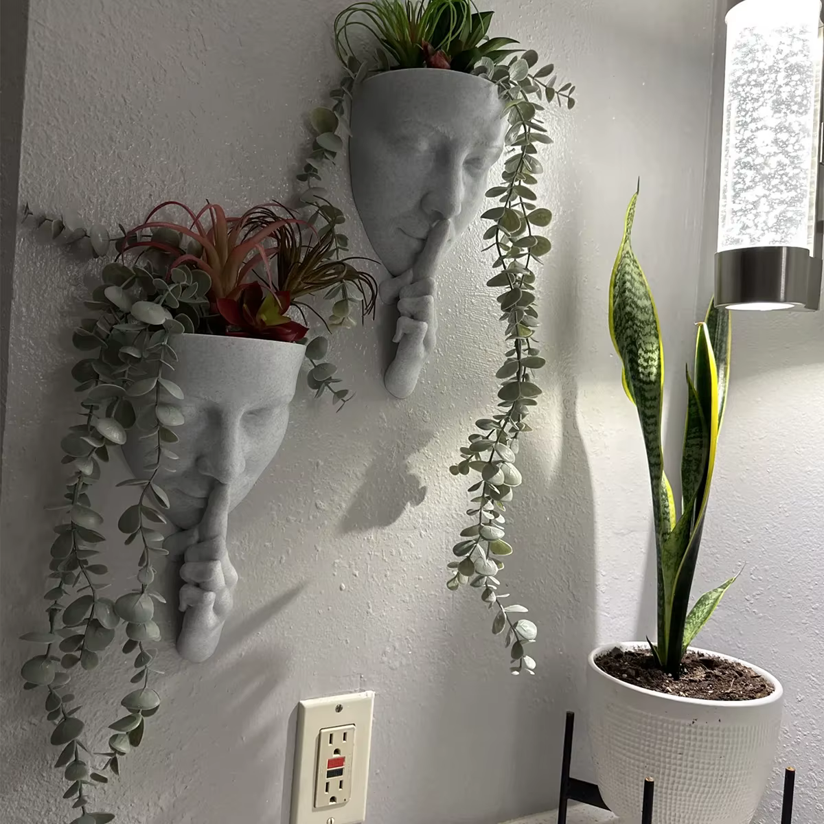Jardinière murale Face Art, décoration verte créative, porte-fleurs mural de style nordique, décoration de maison personnalisée