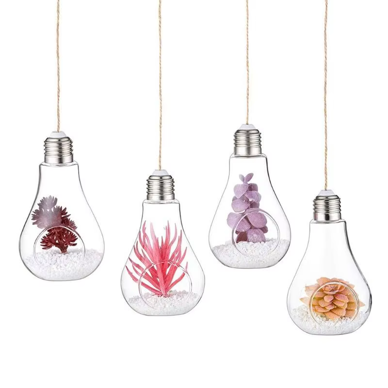 Jardinières suspendues en verre en forme d'ampoule