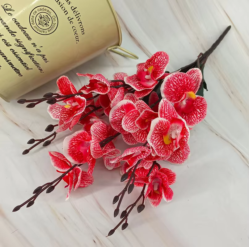 Fleur artificielle d'orchidée papillon à 5 fourchues