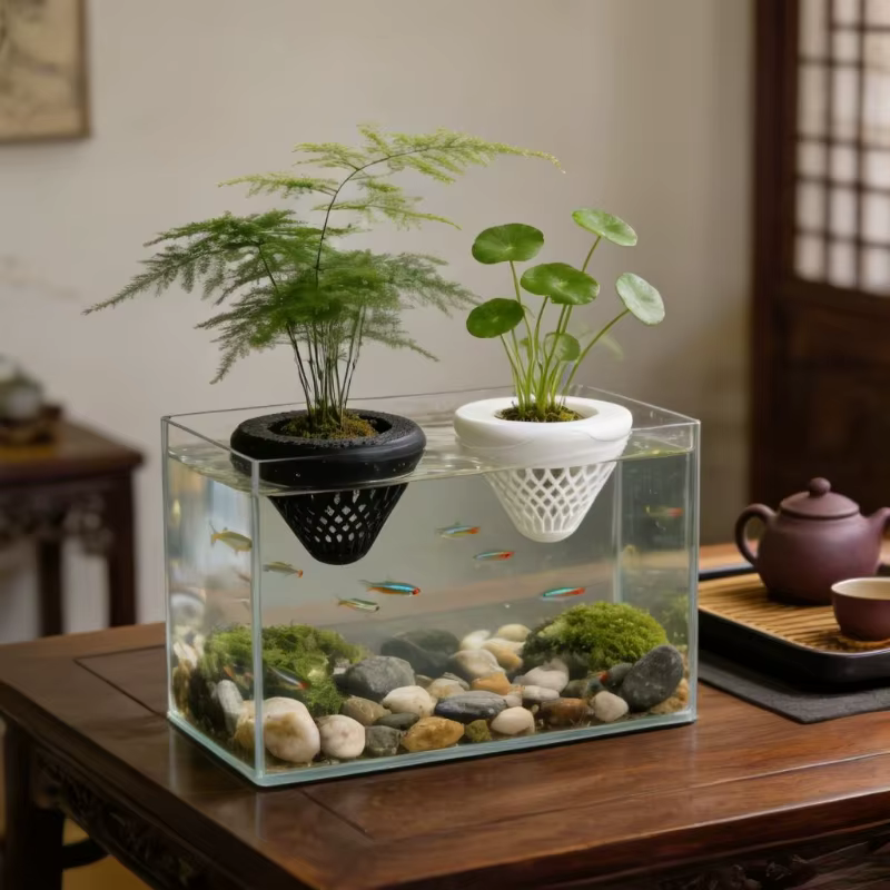 Pot de fleurs flottant hydroponique, décoration de paysage d'aquarium, mini-plante aquatique, planteur, accessoires aquatiques pour aquarium