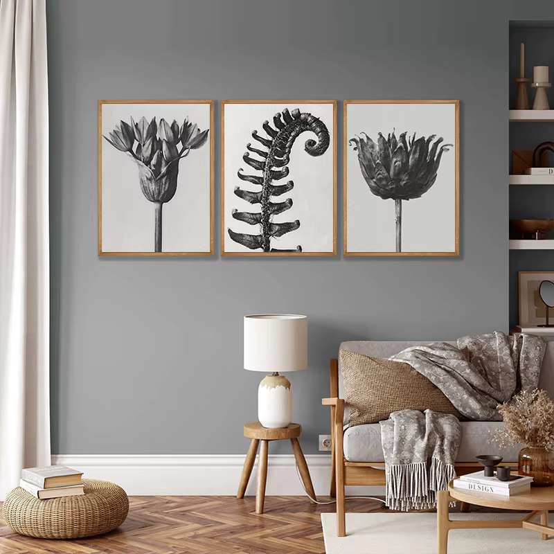 Karl Blossfeldt noir et blanc plante fleur minimaliste esthétique impression toile peinture pour salon moderne décor à la maison