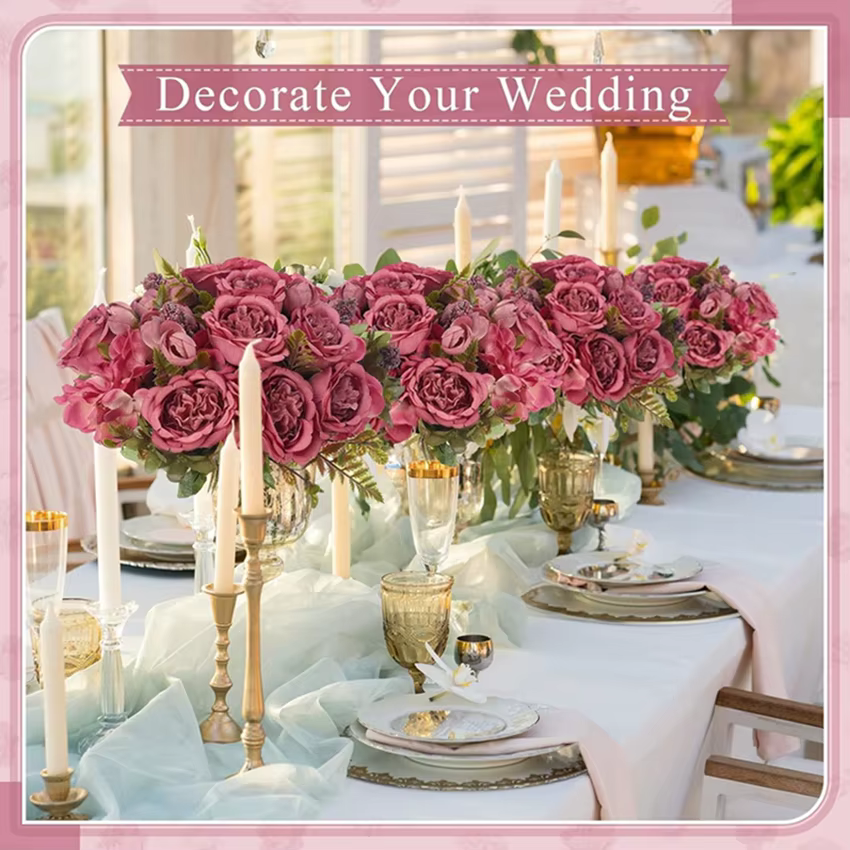 Fleurs artificielles Festival Couronne De Mariage Jardin Rose Bud Arch Faux Pivoine Bouquet Vase Chambre Décoration De La Maison En Soie Hortensia Prop