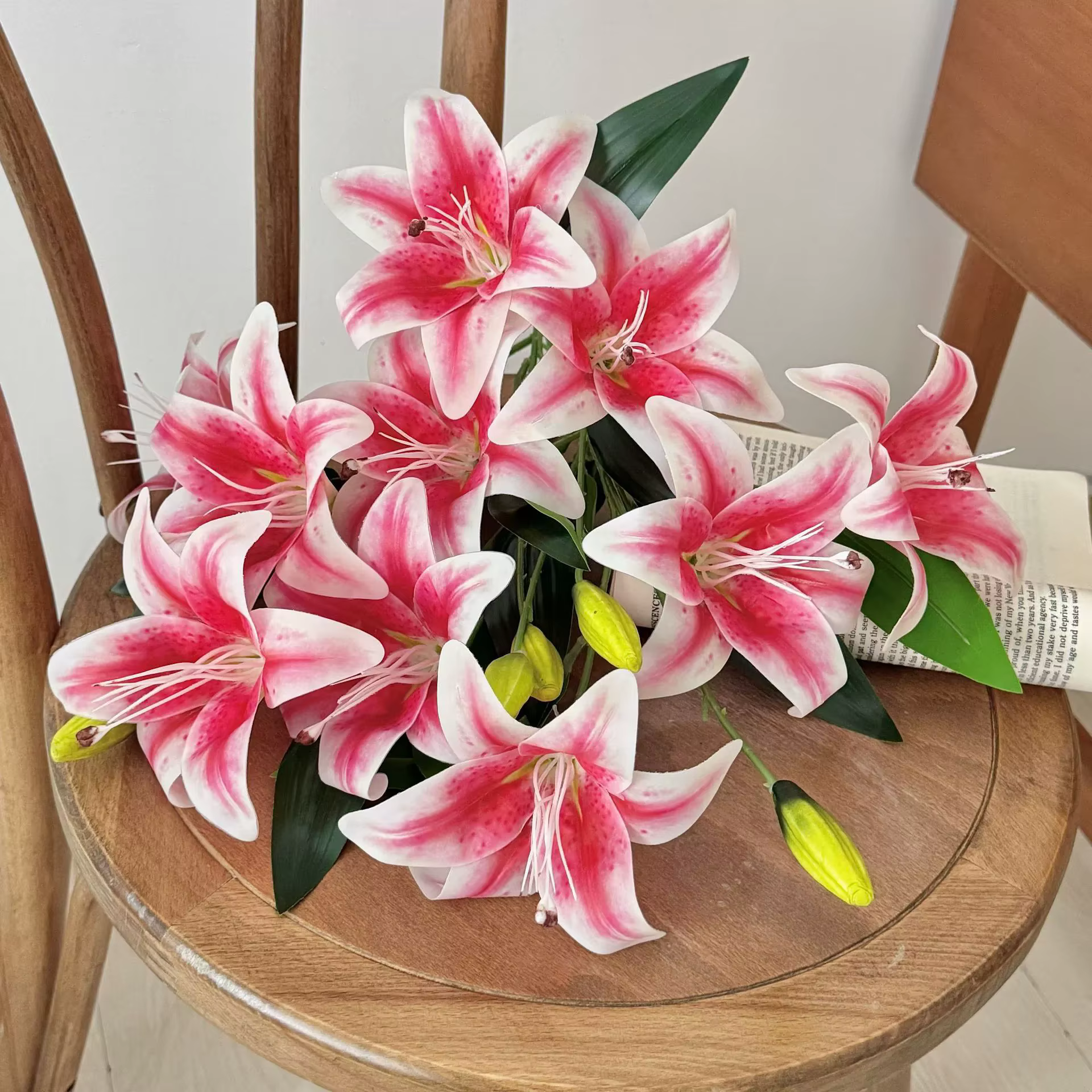 Fleur artificielle de lys blanc à 2 têtes