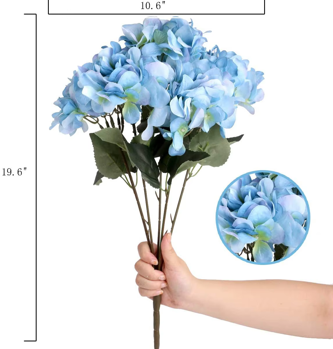 Fleurs artificielles d'hortensia en soie avec 5 grandes têtes