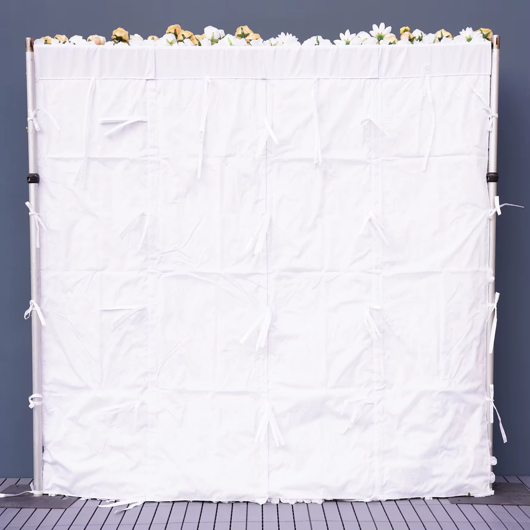Rideau mural de fleurs artificielles Angela Flower A9077 Jaune Blanc 5D
