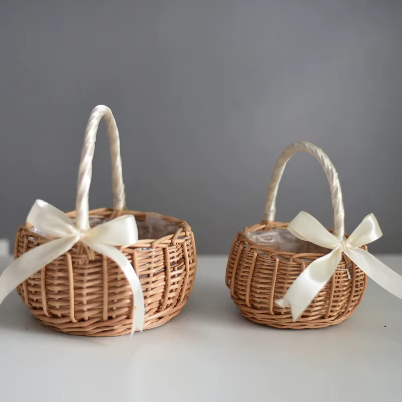Mir de Rangement de Fleurs de Mariage Tissé à la Main avec Poignée