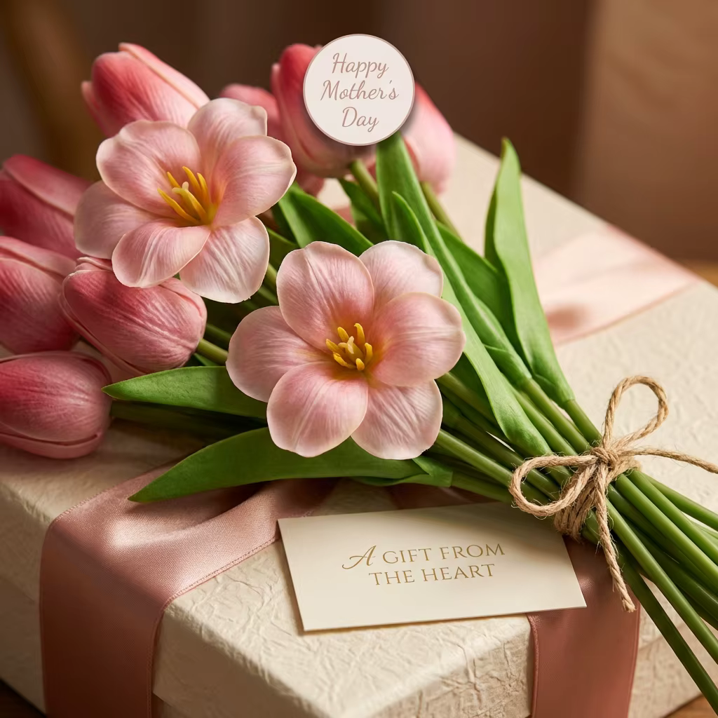 Bouquet de 10 tulipes artificielles roses mélangées