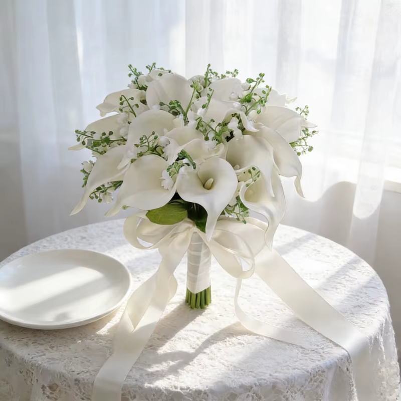Bouquet de fleurs de lys Calla artificielles blanches