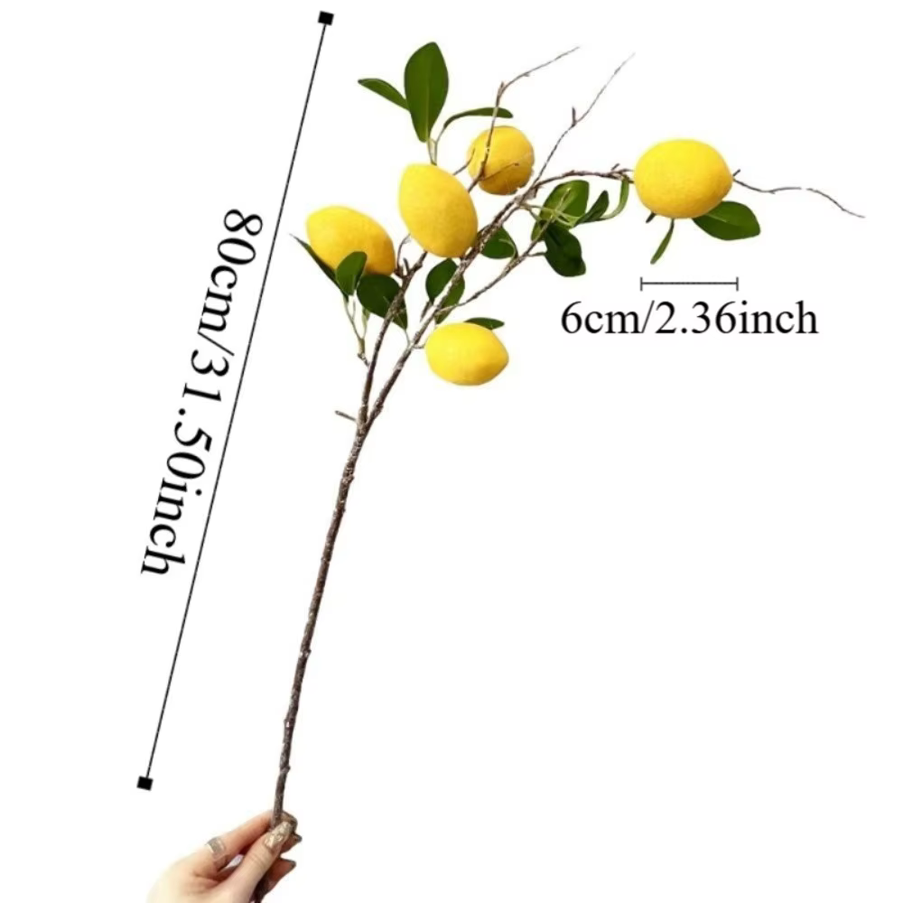 Feuilles vertes, branche de citron artificielle