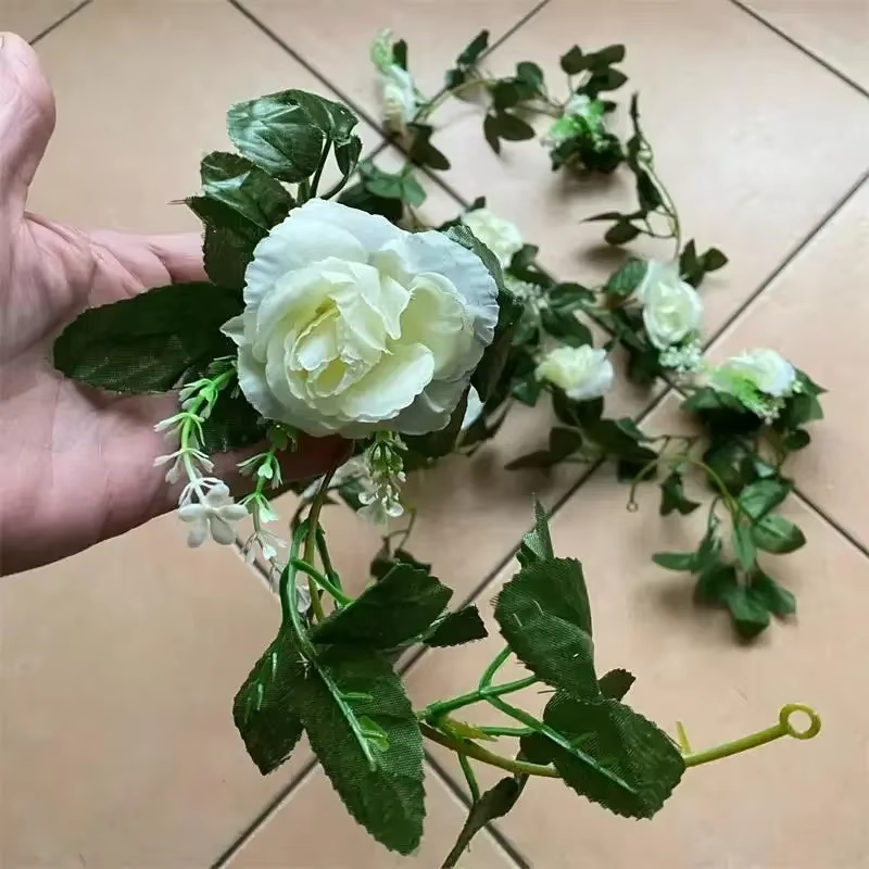 1 pièces 2.2M fleur blanche artificielle faux suspendus fausses plantes de vigne feuilles artificielles guirlande de fleurs décoration de mariage