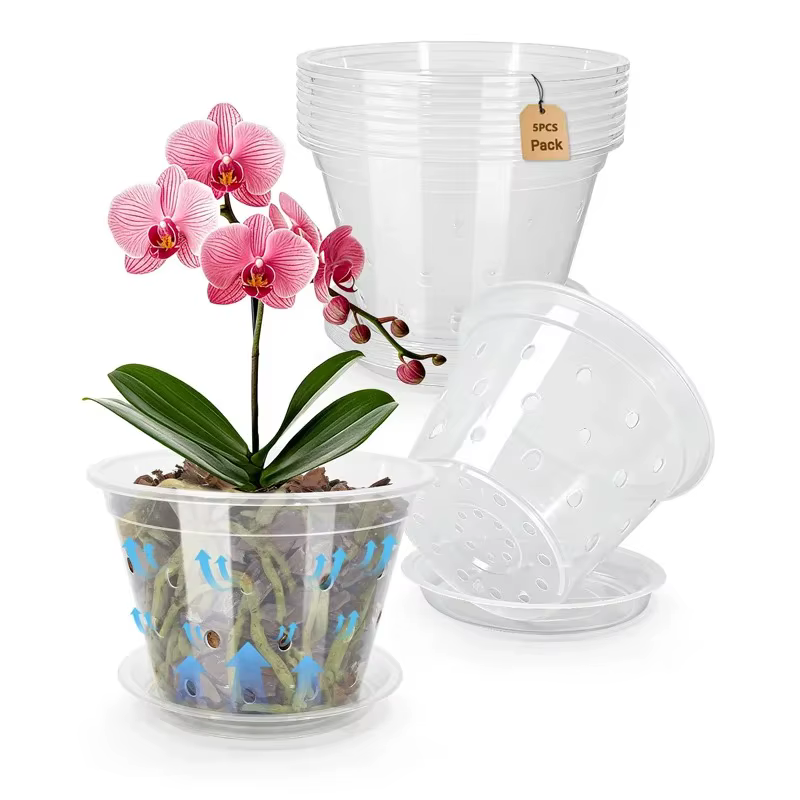 Pots de fleurs d'orchidées avec trous latéraux