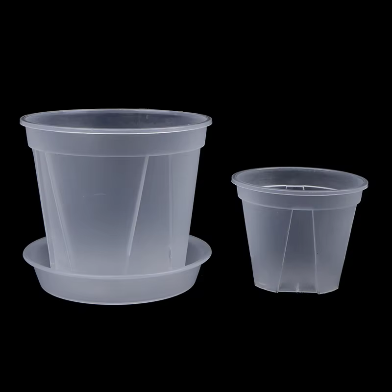 Pot de fleur Transparent avec plateau
