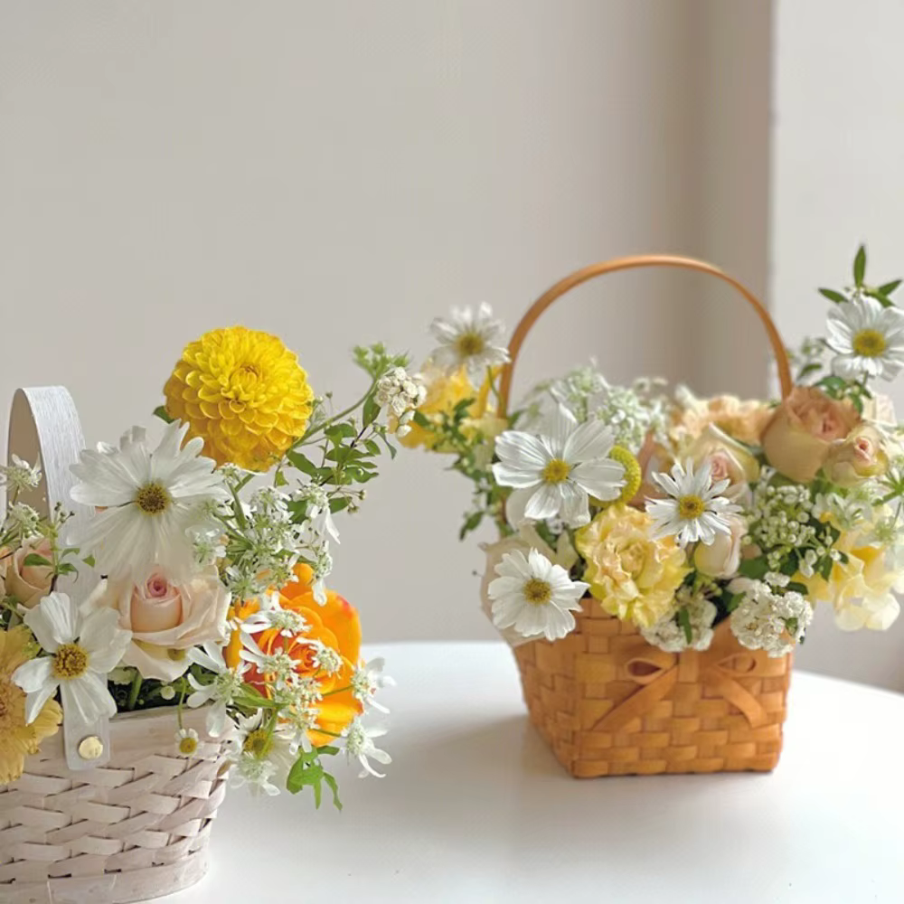 Panier de fleurs de mariée en rotin de saule