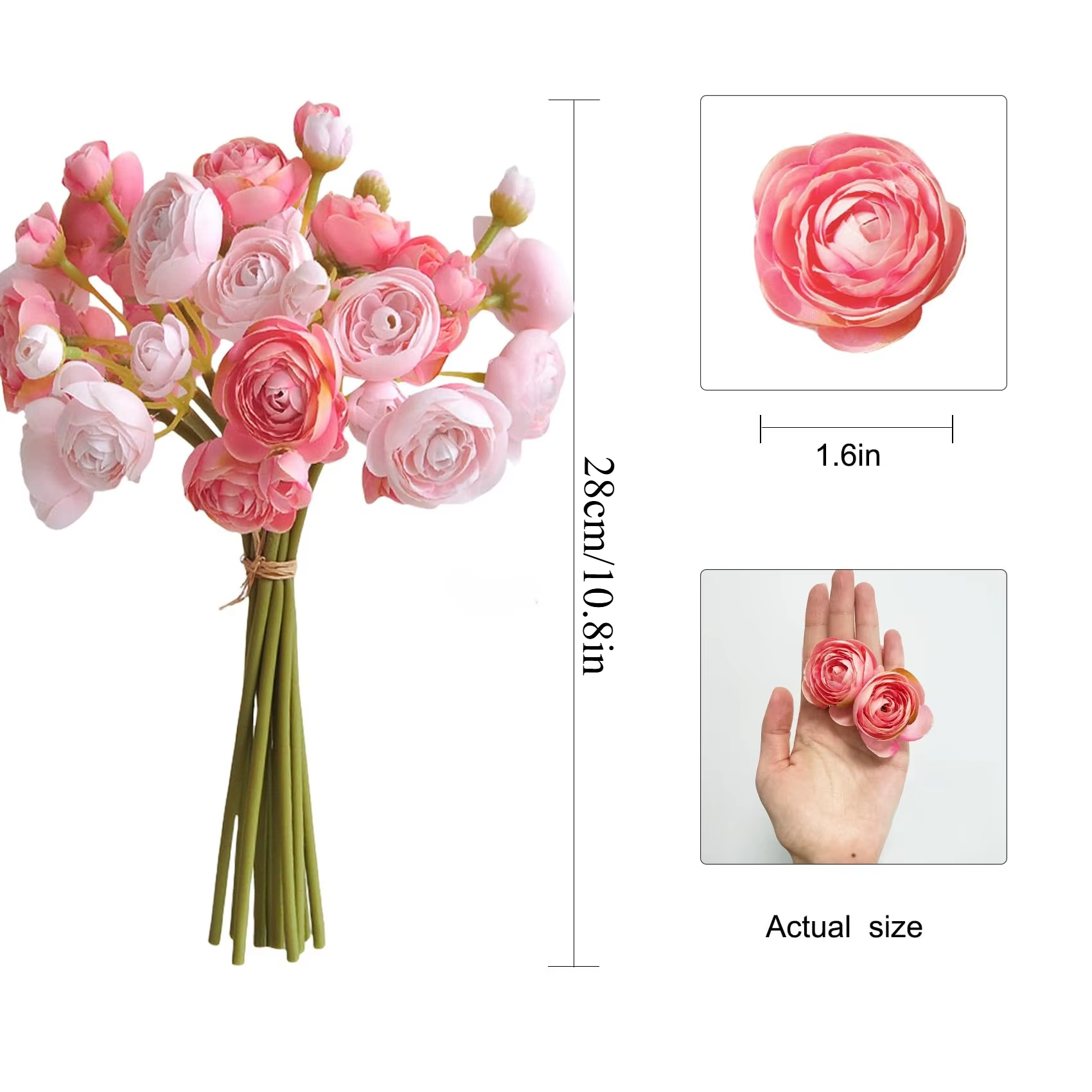 Fleurs artificielles en soie Lotus 6 pièces/lot Mini Ranunculus Bouquet