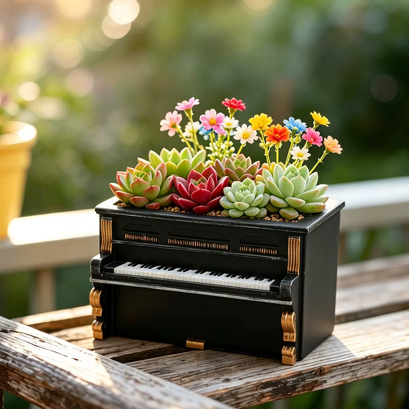 Mini pot de fleurs créatif en forme de piano