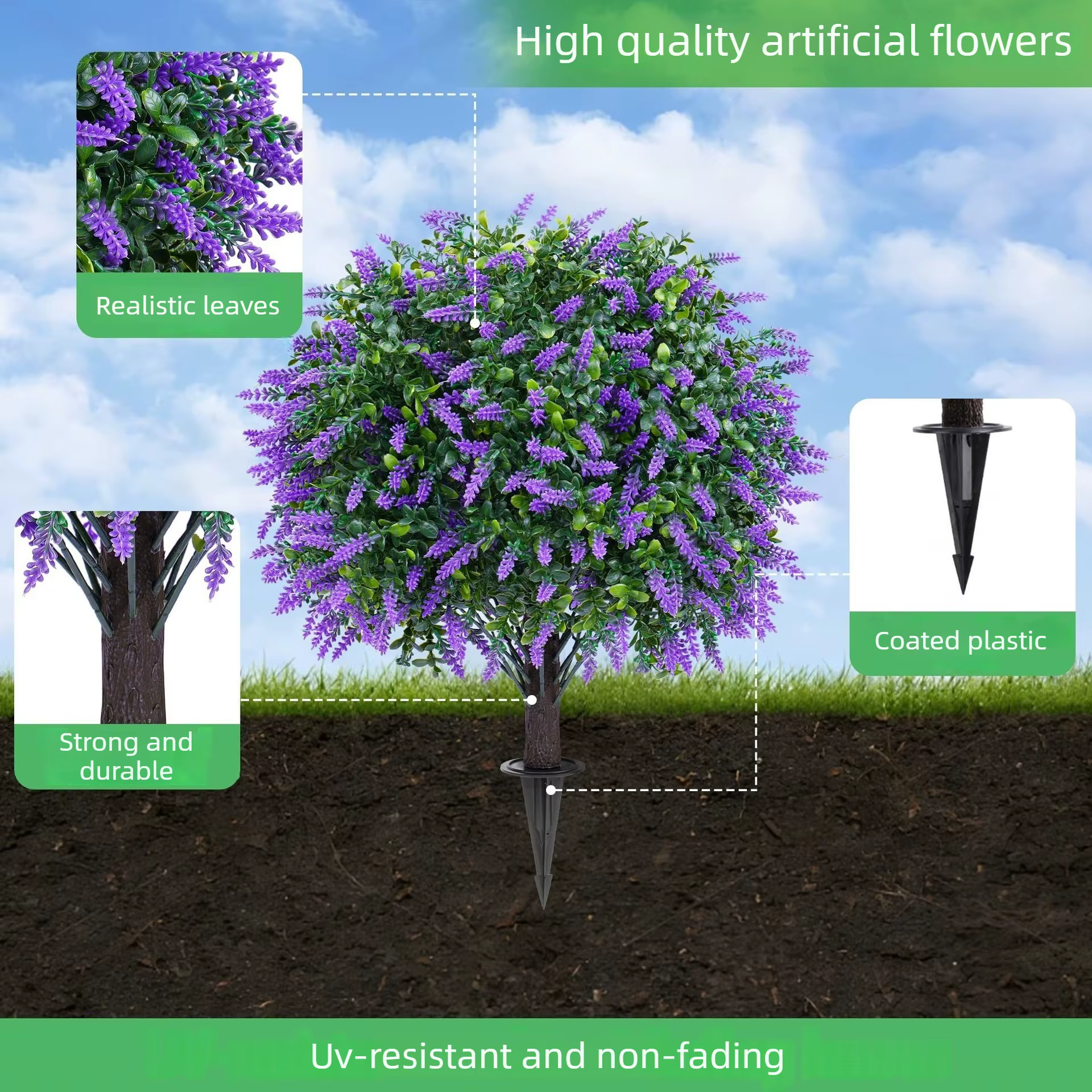 Arbre artificiel, plante en pot de lavande