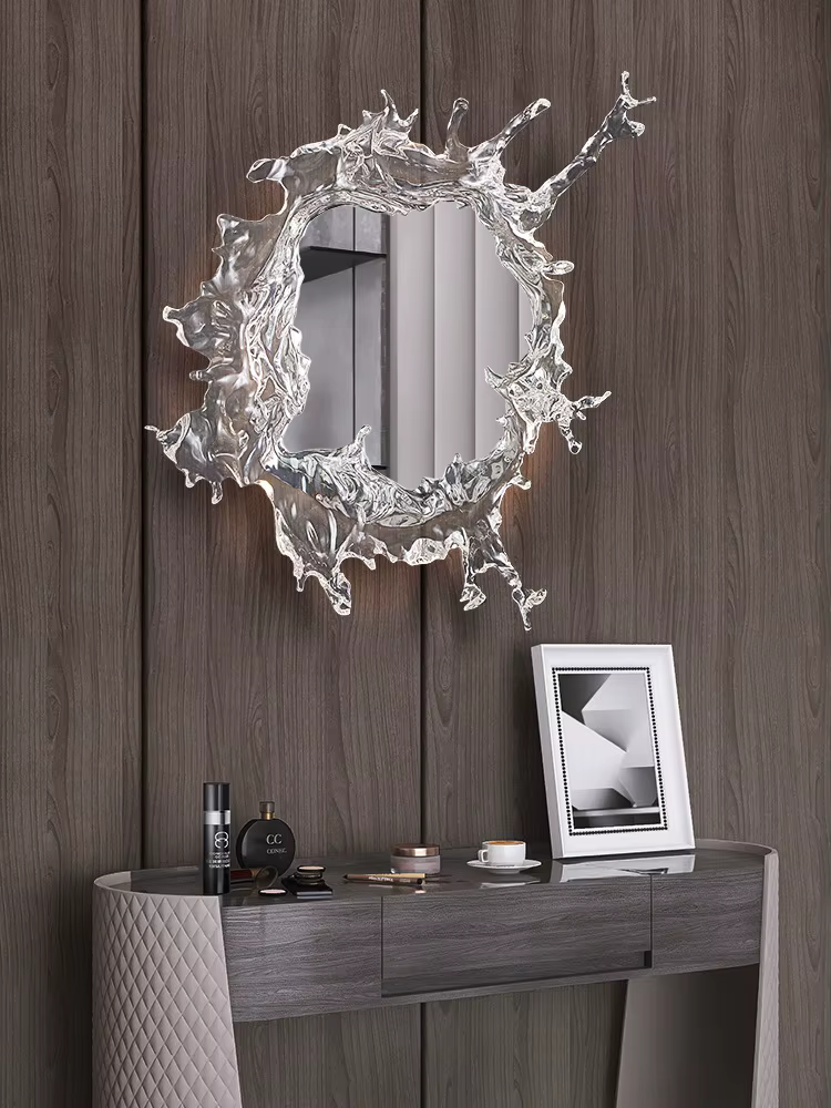Art eau fleur avec miroir applique murale moderne mur LED lampes pour salle de bain Dressing miroir appliques murales décor à la maison éclairage mural