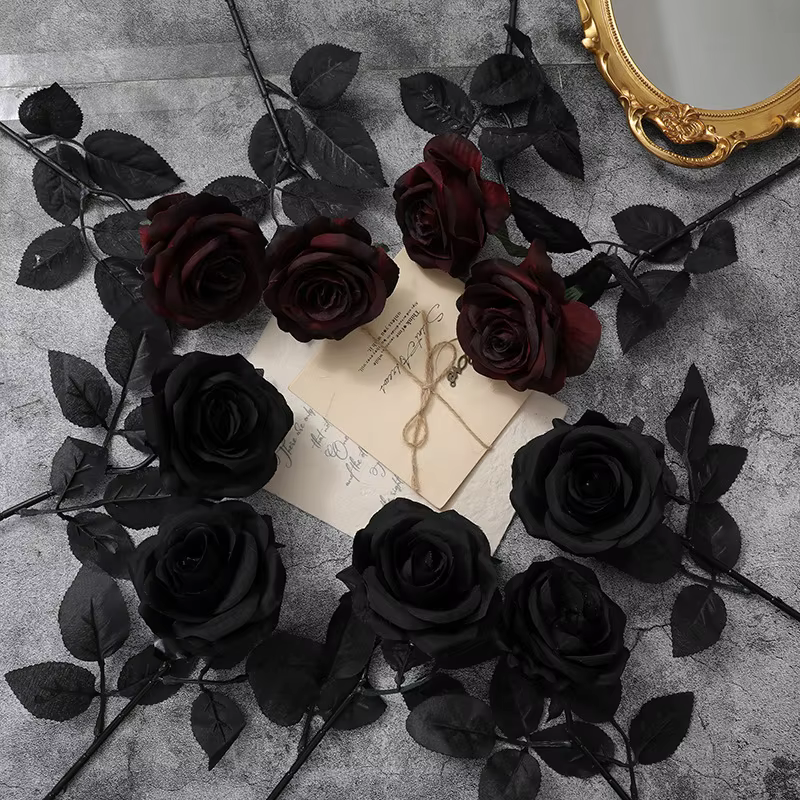 Fleurs artificielles Rose bordeaux noir