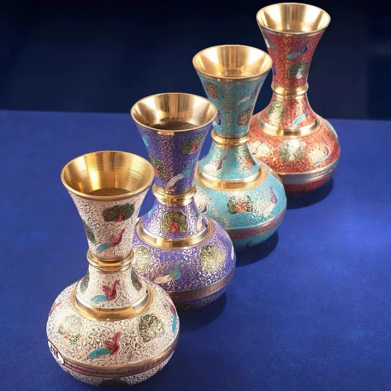 Vase Tibétain en Cuivre pour Décoration de Bureau