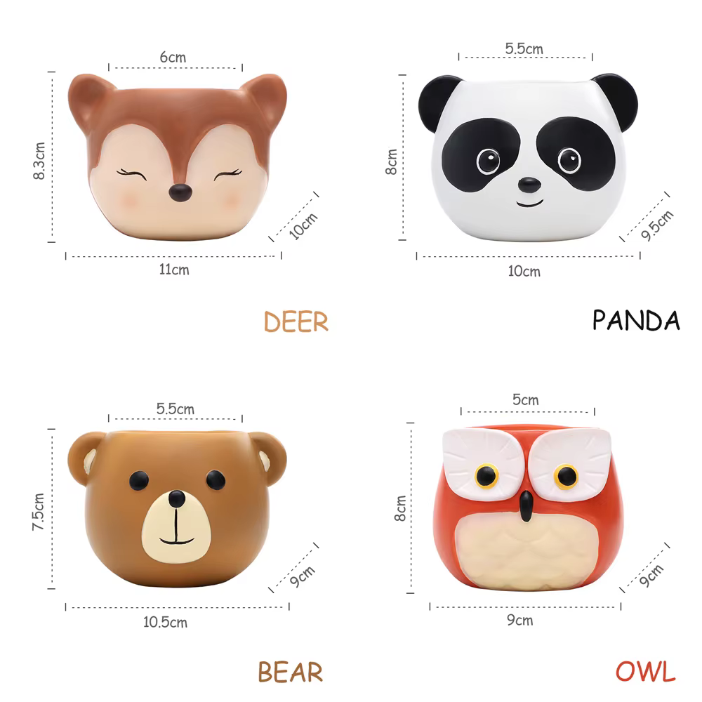 Adorable mini jardinière succulente en résine animale – Panda