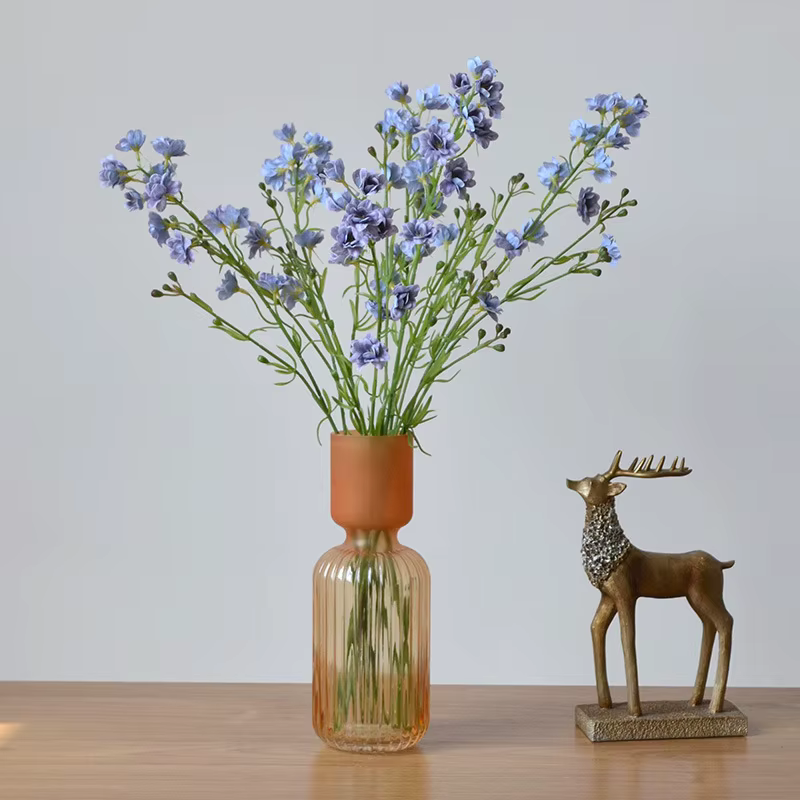5 pièces violettes de luxe fleurs artificielles sensation hydratante Delphiniums Latex décor arrangements floraux fête