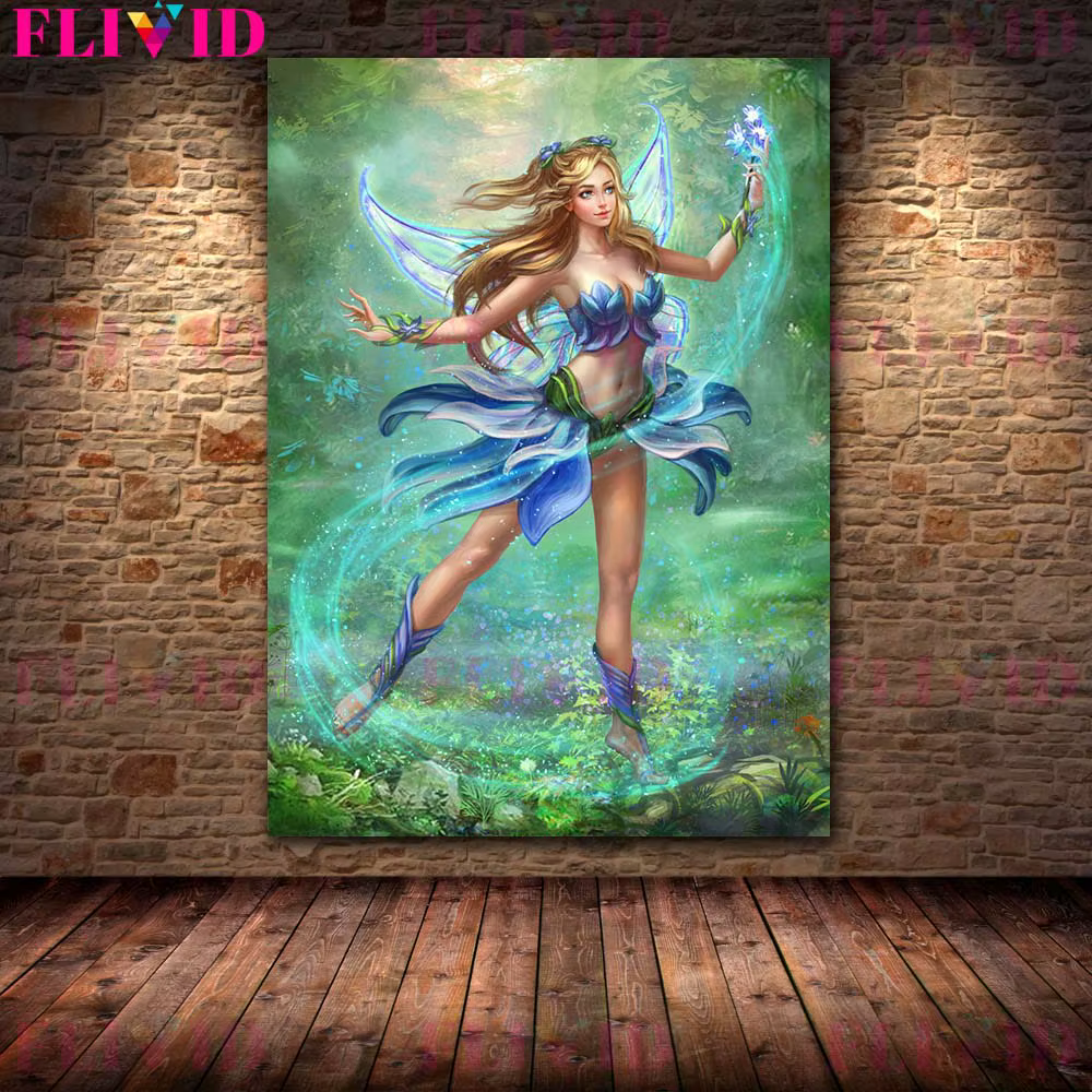Affiche murale de féerique de fleur de dessin animé