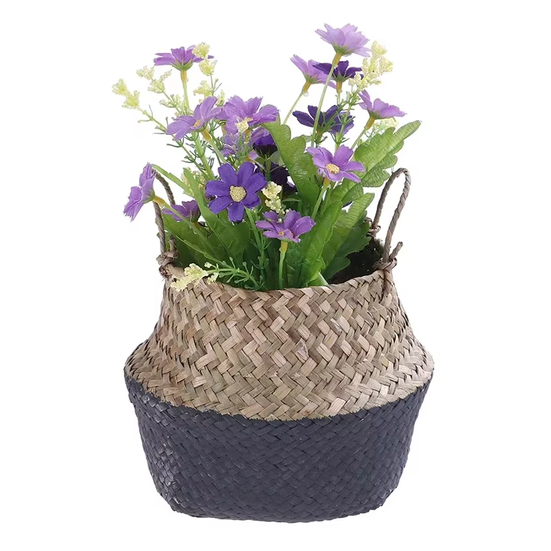 Pot de fleur pliant, paniers de fleurs en jonc de mer