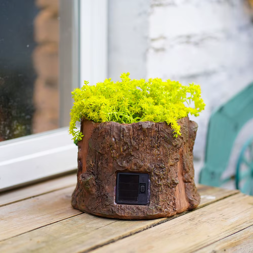 Pot de fleur de grenouille solaire avec lumière Led