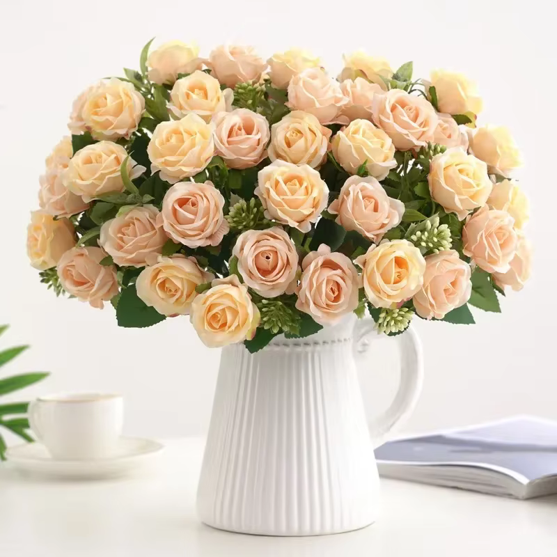Bouquet de Roses Os rouges à l'aloès vert pour mariage