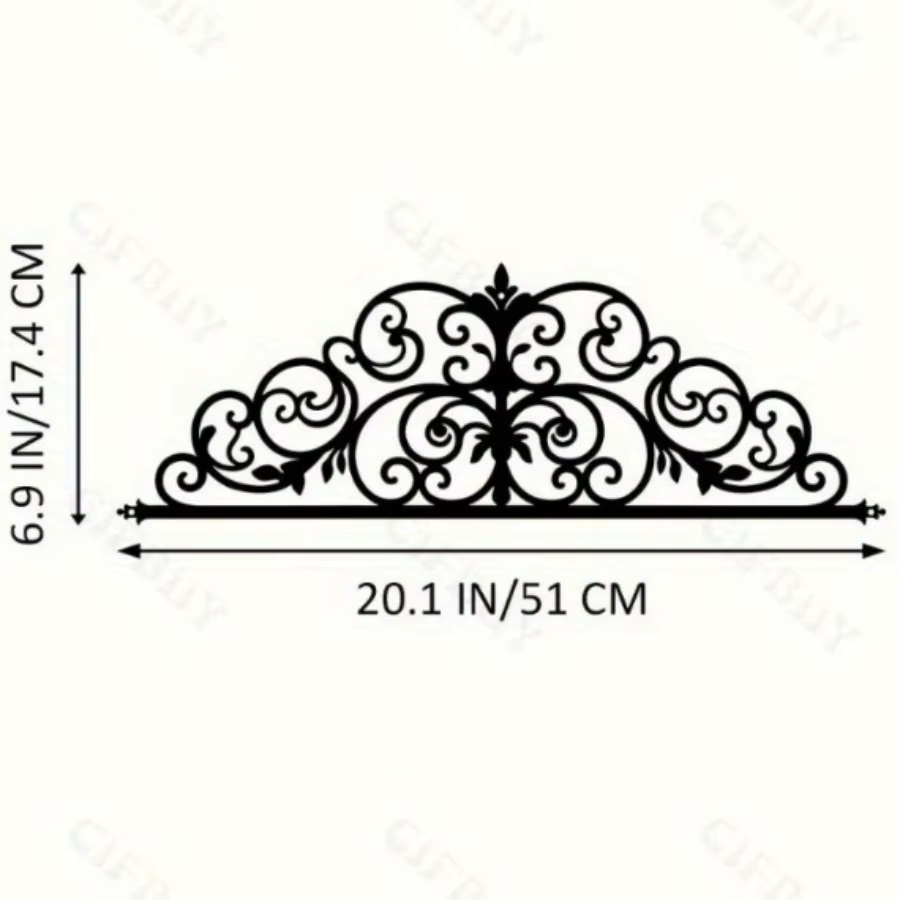 Art déco Iris Scroll Art mural en métal – Décor suspendu sur le thème floral pour chambre à coucher