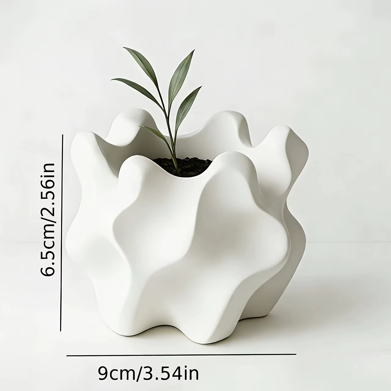 Pot de fleurs géométrique rétro moderne pour intérieur/extérieur avec trou de drainage - Pot de plante de forme
