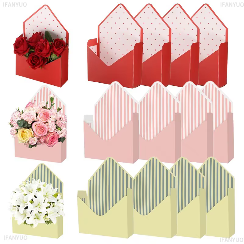 Boîte Cadeau Bouquet de Fleurs Romantique avec Enveloppe Florale