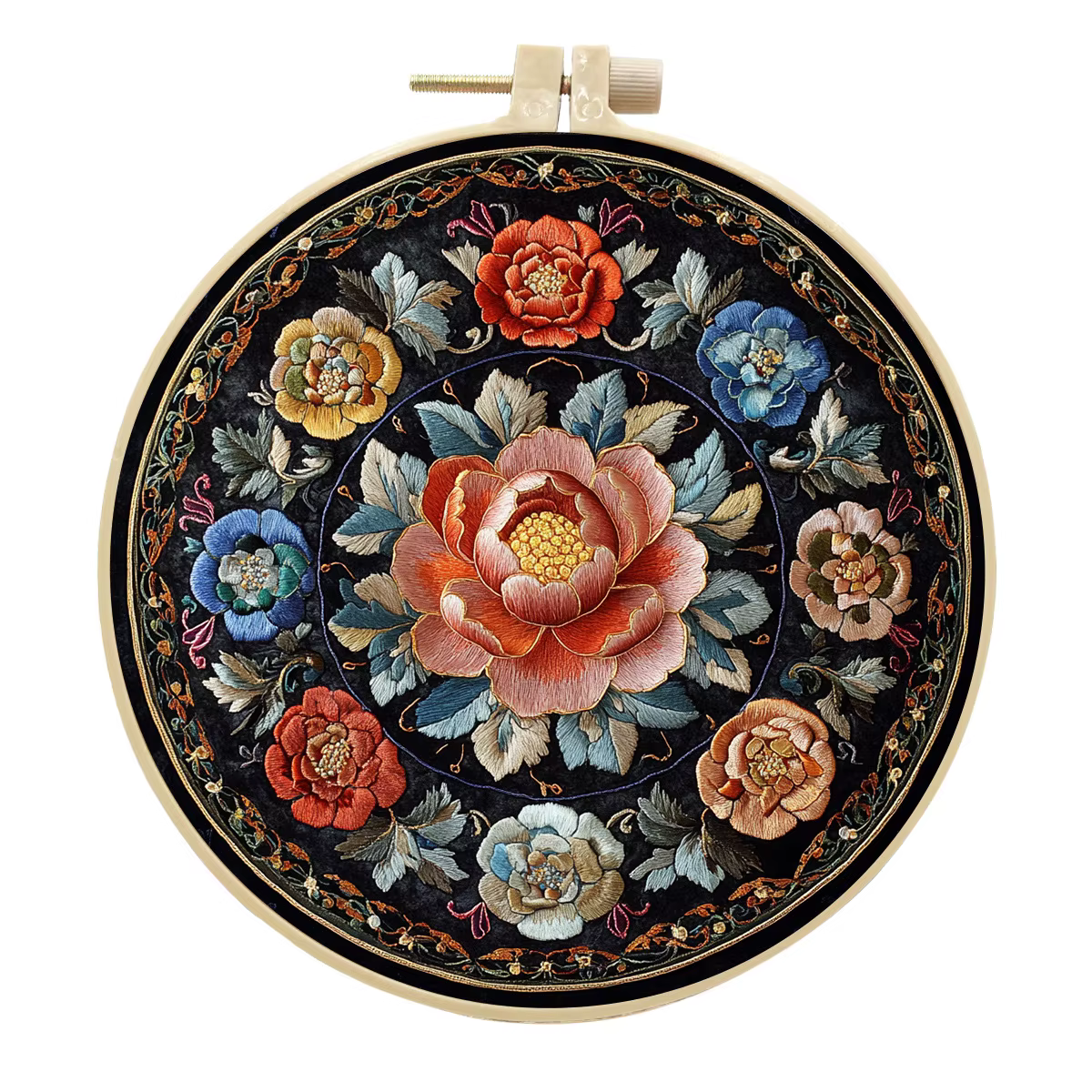 Kits de démarrage de broderie à motifs de fleurs florales avec motifs, Kit de broderie pour débutants, Kits de points de croix en tissu pour adultes, bricolage