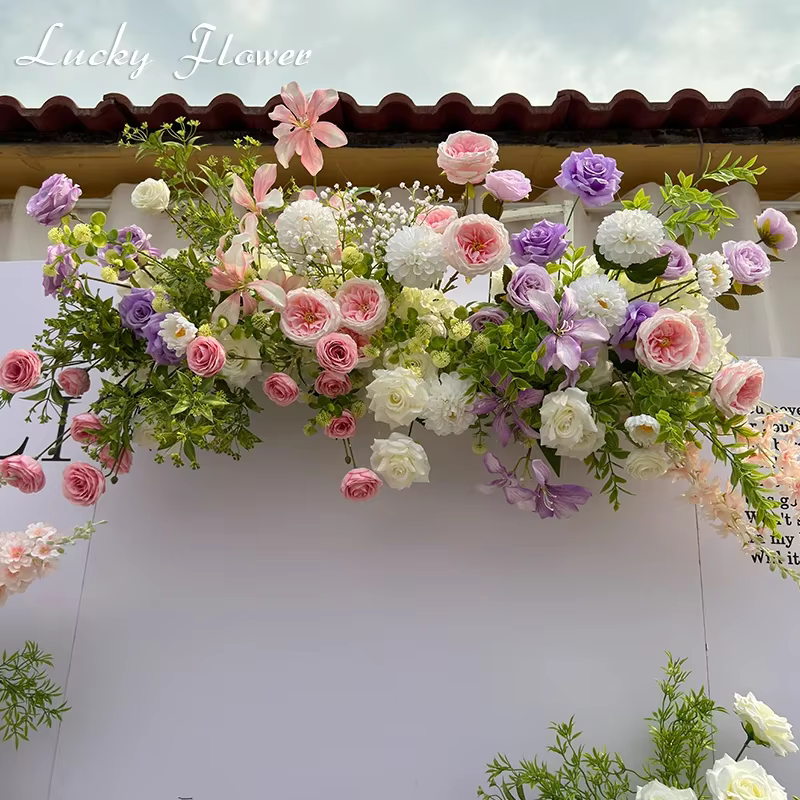 Décoration de mariage en plein air fleurs artificielles suspendues rangée