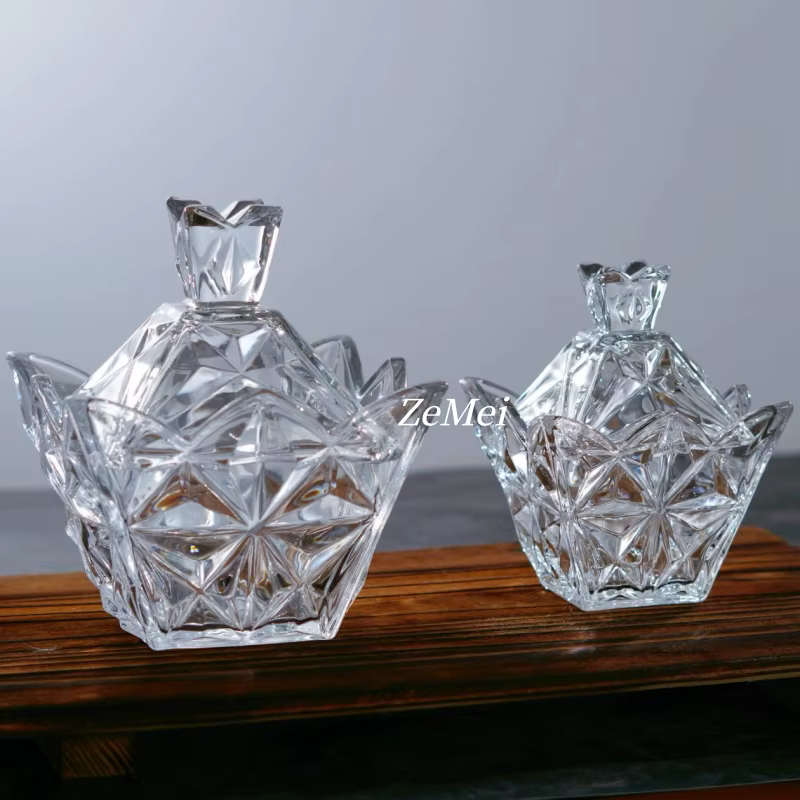 Pot à bonbons en verre de style européen en forme de diamant