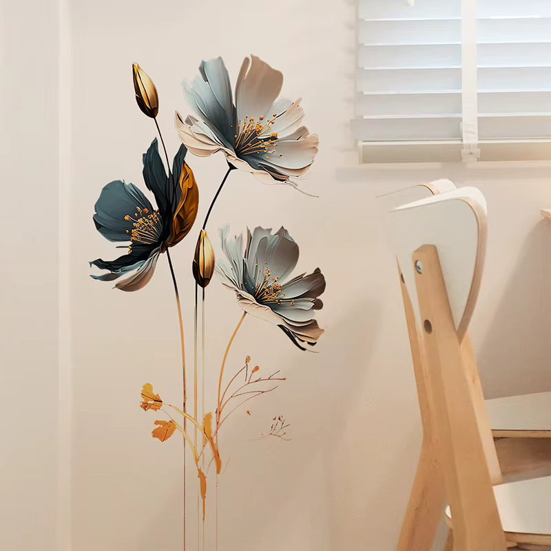 Superbe autocollant mural floral pour salon