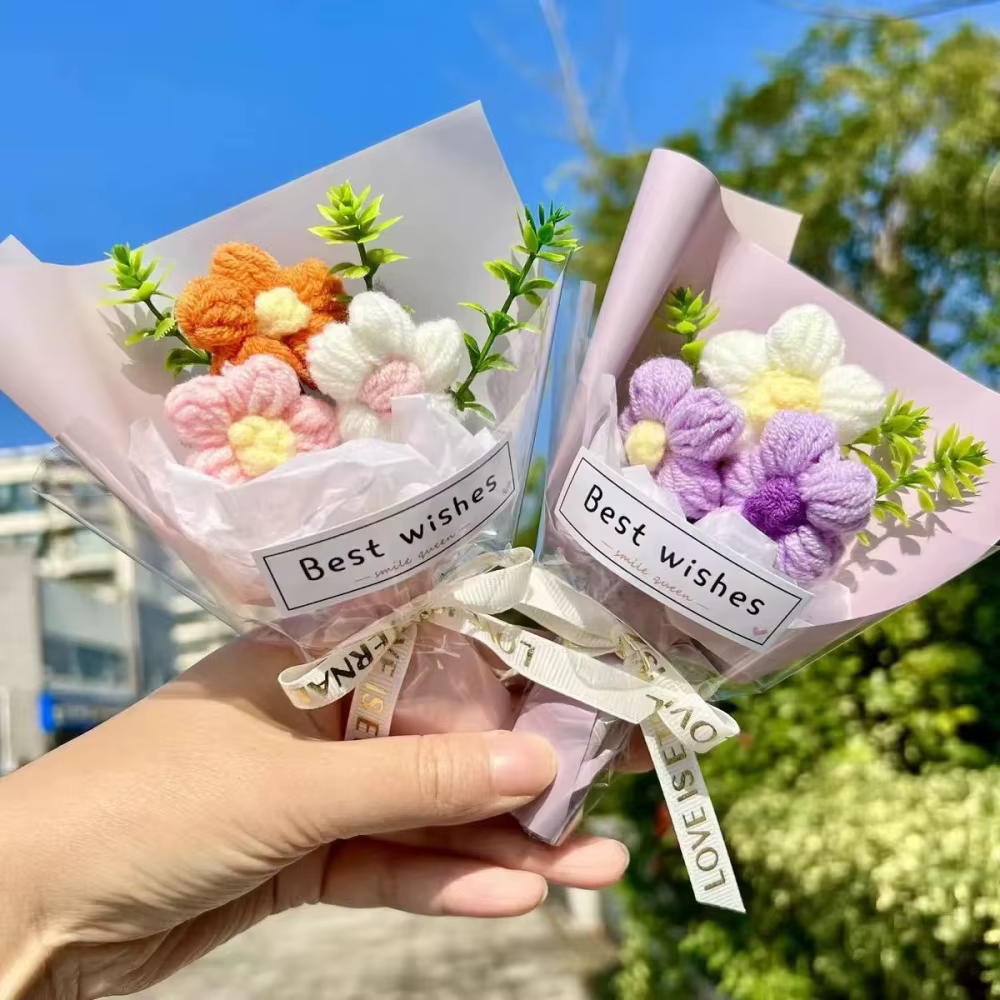 Bouquet de fleurs artificielles en laine