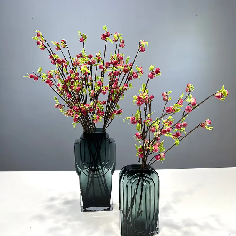 Plante verte en caoutchouc souple pour la décoration de la maison, simulation de petite pomme, branche de baie, floral, richesse artificielle, balcon