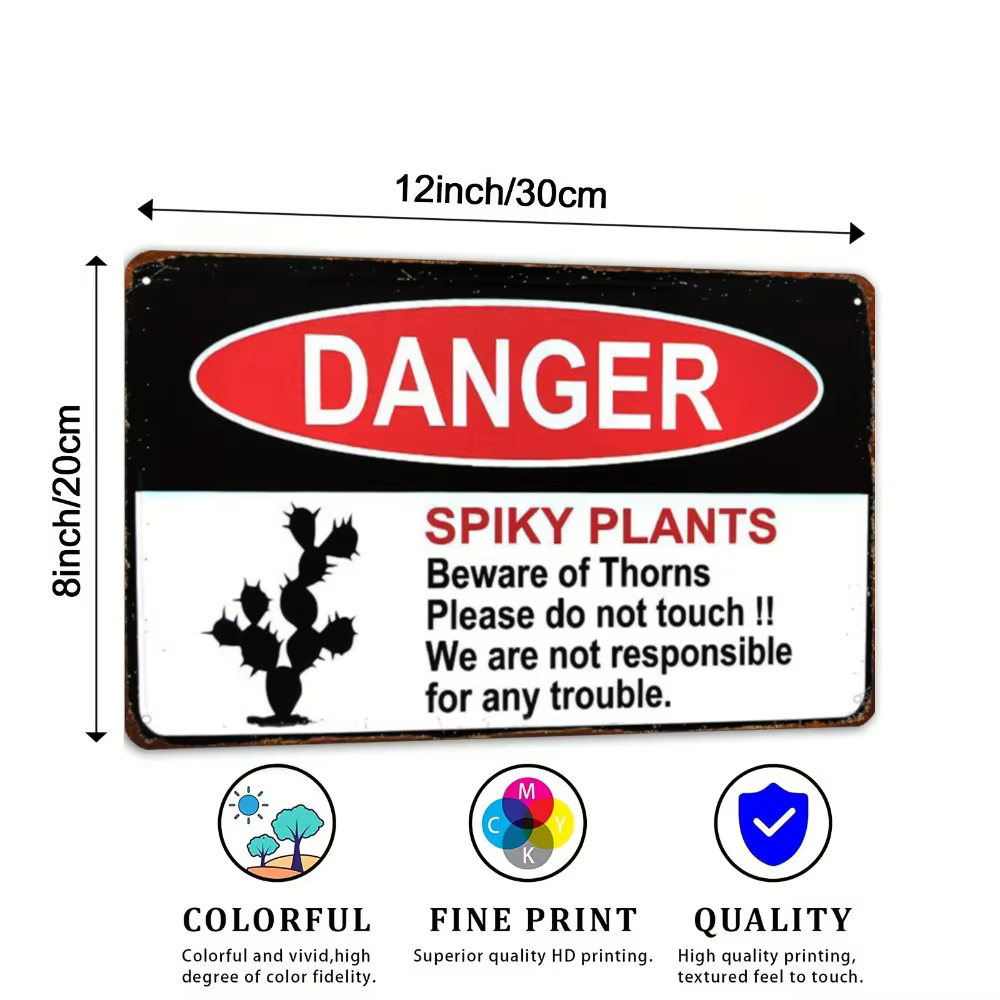 Panneau de signalisation de danger en aluminium plat 2D en forme de cactus