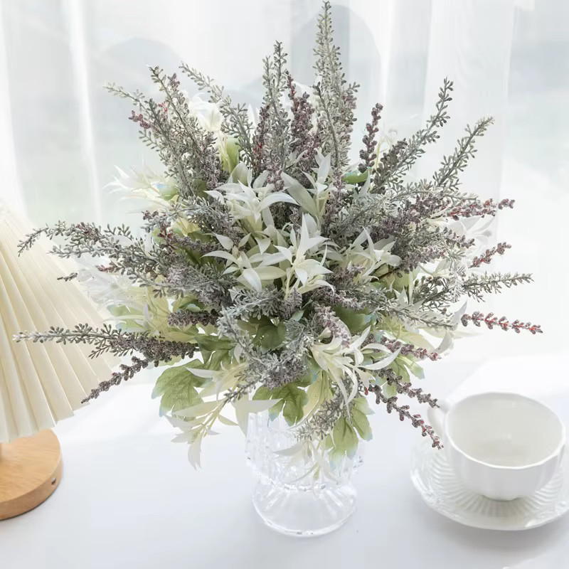 Plantes artificielles lavande gypsophile fleurs Bouquet PE pour mariage bricolage couronnes de noël Arrangement Floral décor de chambre à coucher