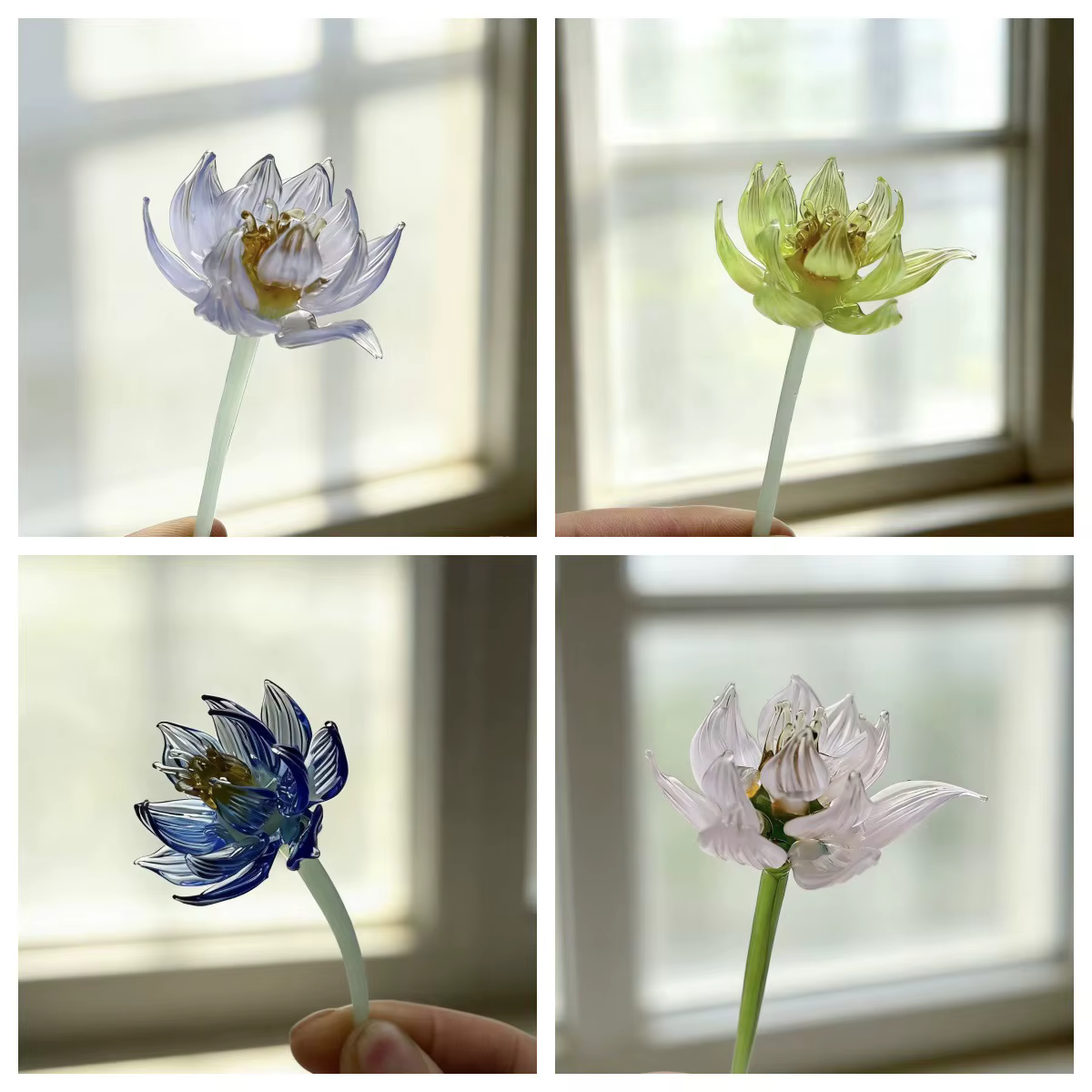 Mini décoration en verre en forme de fleur de lotus | Ornement