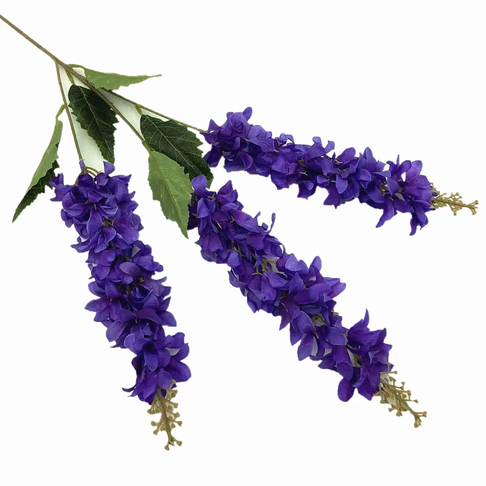 Un larkspur artificiel pour la décoration florale d'hôtel de mariage 3 fourchettes branche de fleur de jacinthe en soie