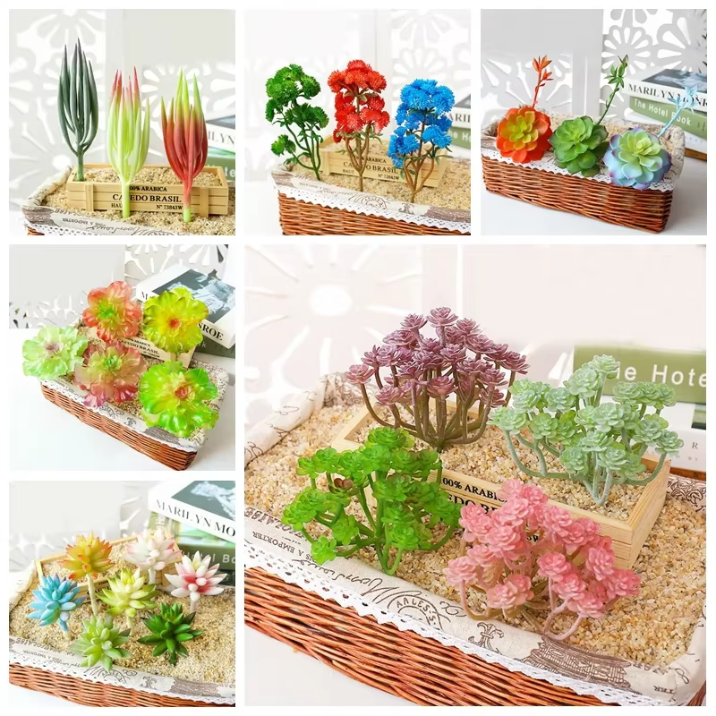 39Styles grandes plantes succulentes artificielles floquées vert rose violet maison jardin bricolage arrangement floral