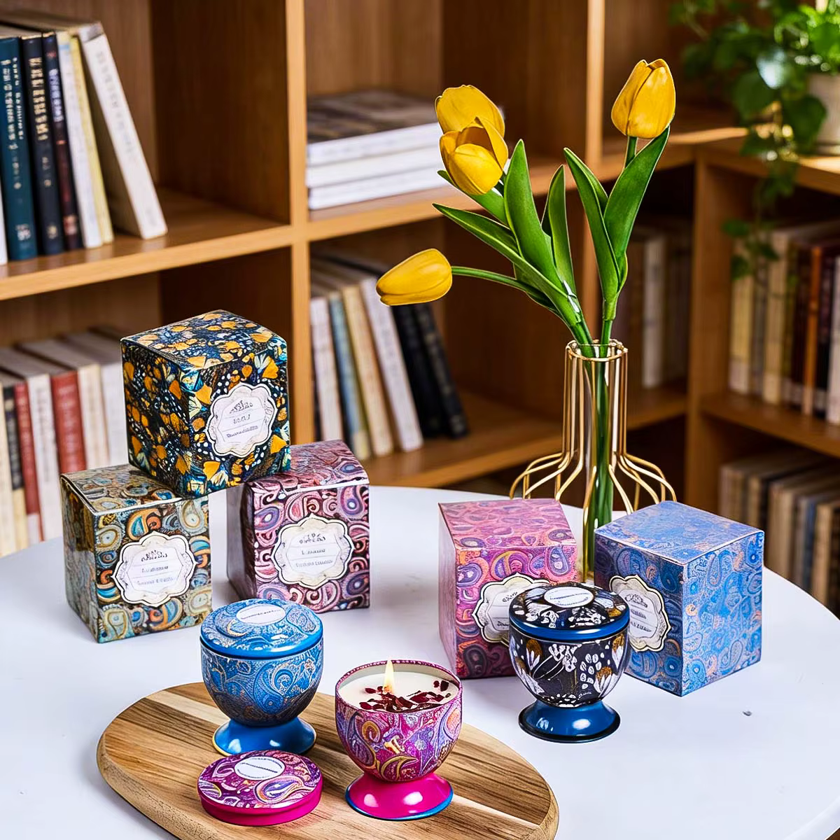 Boîte à bougies parfumées à fleurs