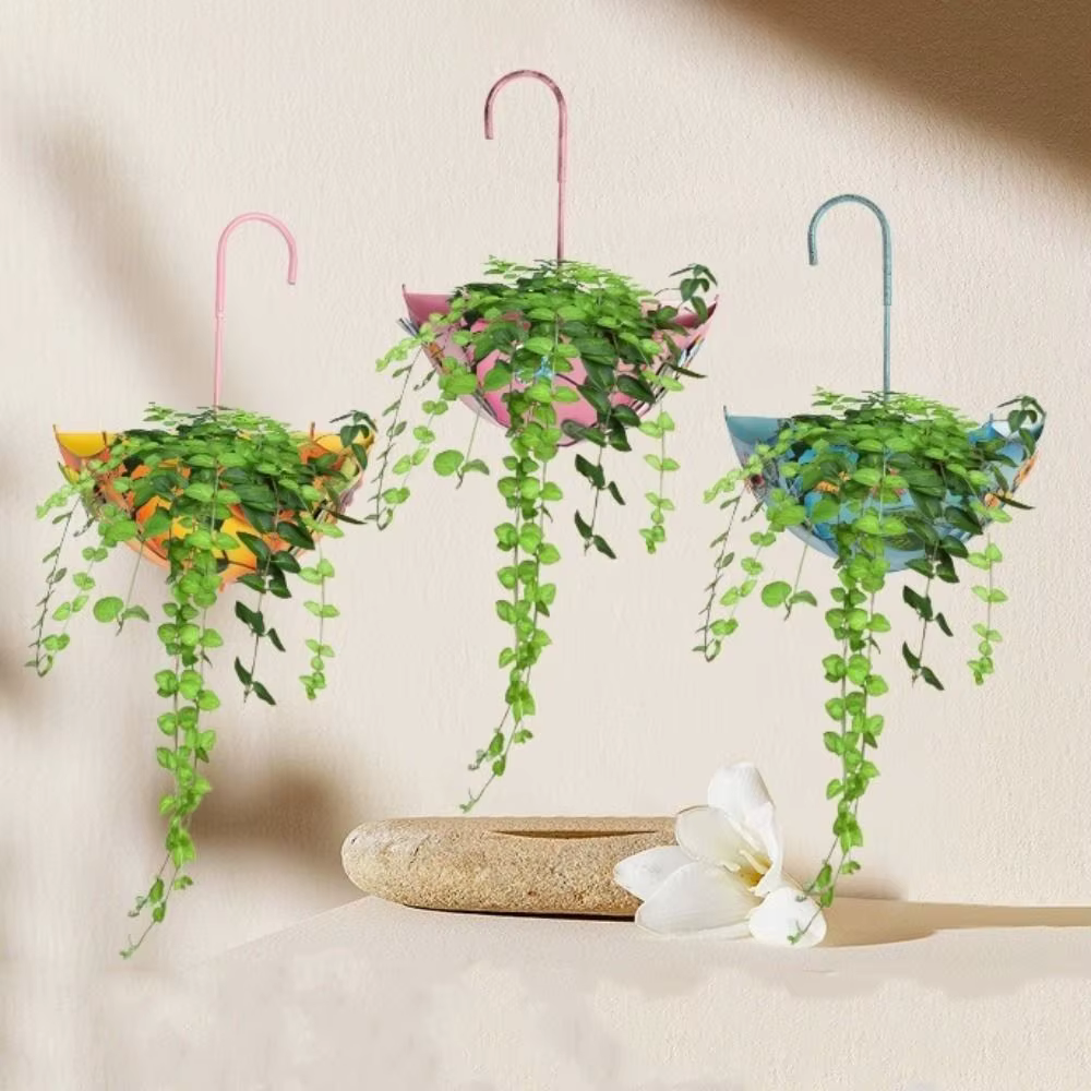 Pot de fleurs en forme de parapluie en fer