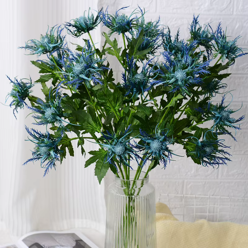 Fausse fleur de houx de mer artificielle de haute qualité